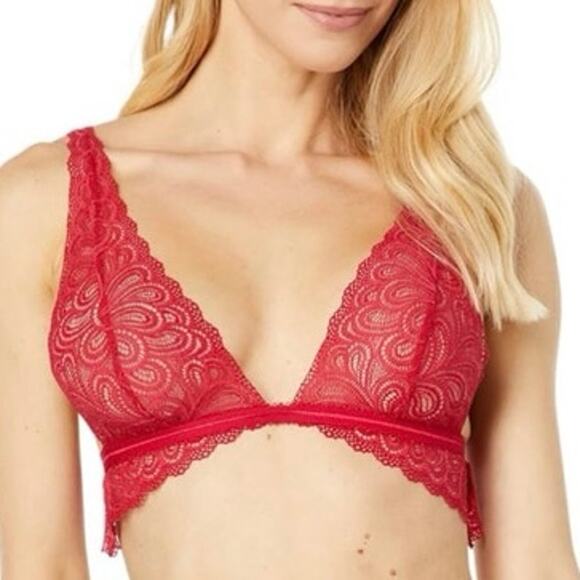 Journelle NWT Red Karina Triangle Sheer Lace Bra Large - Picture 1 of 8